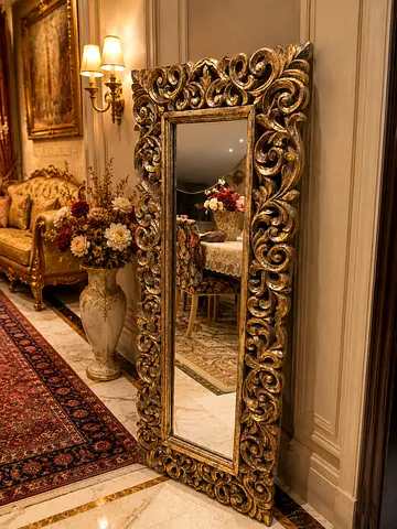 Solid wood classic Ornate Gold Full-Length Decorative Mirror