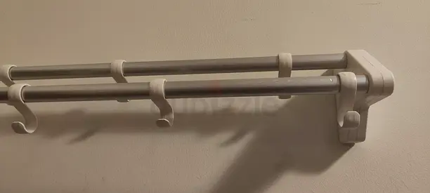 Wall Mounted Double Towel Rail with Hooks