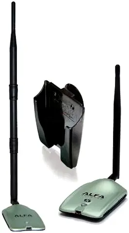 ALFA AWUS036NH USB Wireless Adapter with High-Gain Antenna and Wall Mount