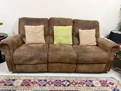 Five-Seater brown reclining sofa - comfortable, gently used