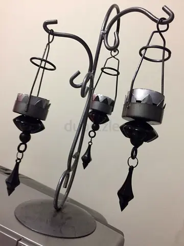 Wrought Iron Candelabra with Hanging Tealight Holders