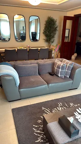 Comfortable 3-Seater Fabric & Leather Combination Sofa - Good Condition