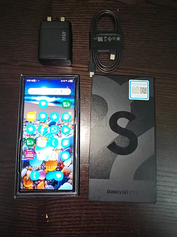 Samsung Galaxy S22 ultra 5G with box charger 12/512Gb storage waterpack imei match body All Geniune