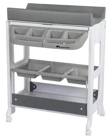 Baby changing table with storage bins and wheels - excellent condition