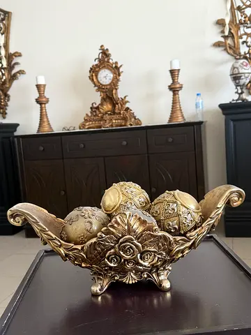 Ornate Gold Decorative Centrepiece Bowl with Decorative Spheres