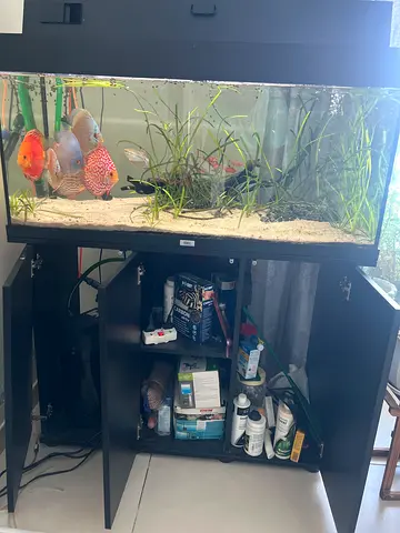 Home aquarium tank with cabinet and accessories - ready setup