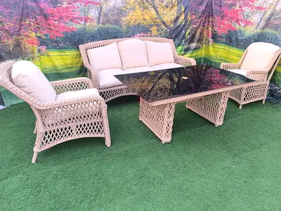 Pearl Luxury Cross Weaving Rattan 5 Seater Outdoor Sofa Set