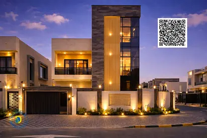 European design, luxurious corner villa in Al-Amira, 5 rooms and roof, registration fees included,