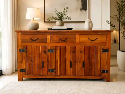 Marina home Solid Wood Sideboard / Buffet Cabinet with 3 Drawers and 3 Doors