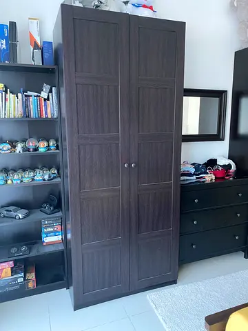 IKEA - 2 Dark wood 2-door wardrobe/armoire - good condition