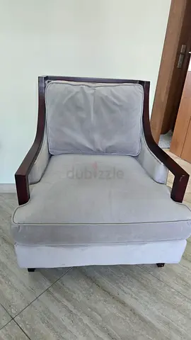 2 wooden chairs - 2 single sofa chairs