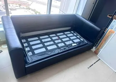 Black leather IKEA vimle two seater sofa bed