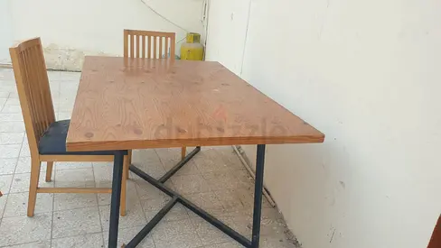 Wooden Dining Table with Two Matching Chairs