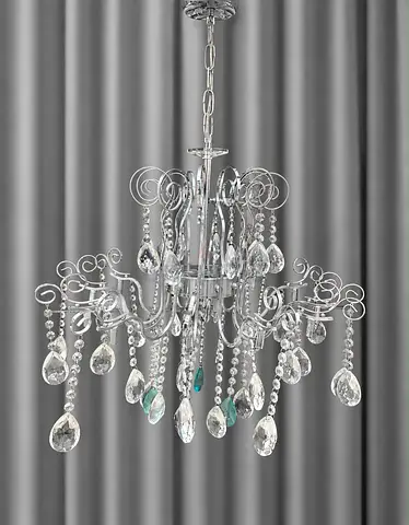 Crystal chandelier pendant light - elegant ceiling fixture ثريا فضية