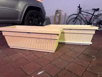 Pair of large rectangular outdoor planter boxes