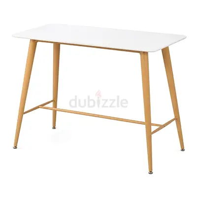 Simple white wooden dining/desk table with iron tapered legs