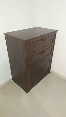 4 Drawer Dark Brown Wooden Chest of Drawers