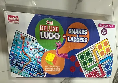 2-in-1 Deluxe Ludo and Snakes & Ladders Board Game - New large