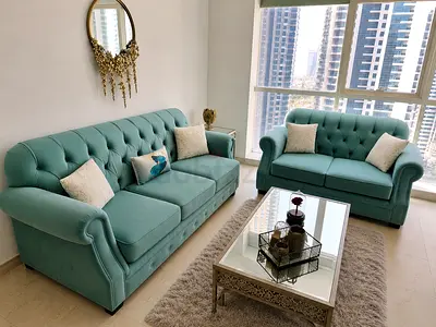 Homecentre velvet 3+2 sofa set in excellent condition