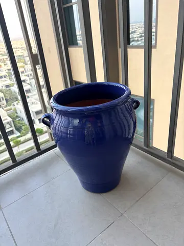 Large Blue Ceramic Garden Planter/Pot - Good Condition