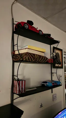 Black Metal Wall-Mounted Shelves (2-tier) - Good Condition