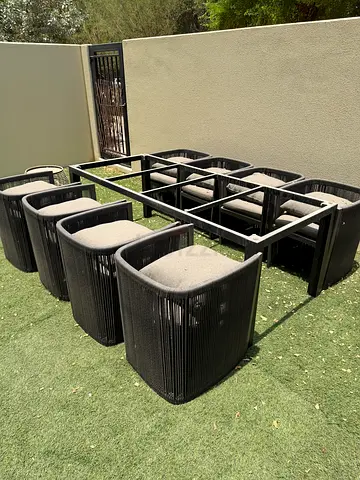 Maze Outdoor rattan-style dining set with 8 chairs