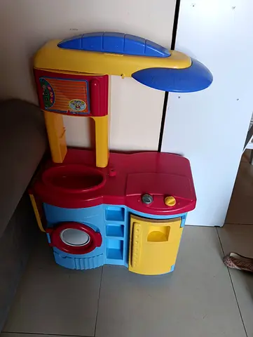 Kids Play Kitchen Set - Plastic Pretend Play, Good Condition