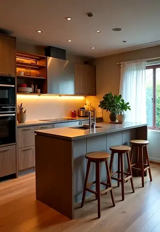 Modern wooden kitchen island