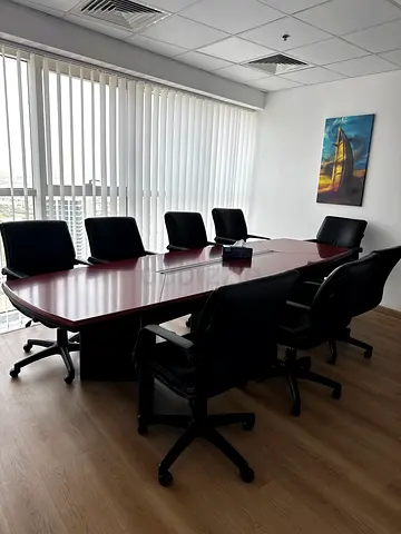 Meeting table conference table with leather chairs