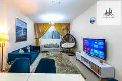 Sharjah, Al Taawun: Apartment featuring two rooms, a living room, a kitchen, two bathrooms, and a ba