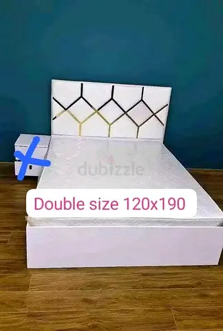 Double Bed 120x190 cm with Padded Headboard - White