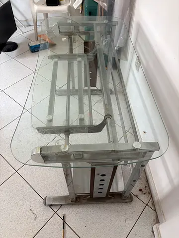 Glass office work Table with Metal Frame - Seats 4