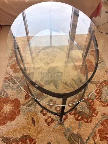 Round Glass Coffee Table with Metal Frame - very Good Condition