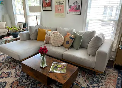 Comfortable West elm Newport Feather filled L Shape Sofa Beige