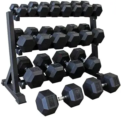 Hex Dumbbell 2.5Kg to 25Kg Pair with Rack