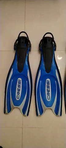 Pair of Cressi Full Foot Snorkel Fins - Blue, Good Condition