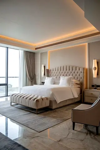 Elegant Upholstered Bed Frame with Tufted Headboard