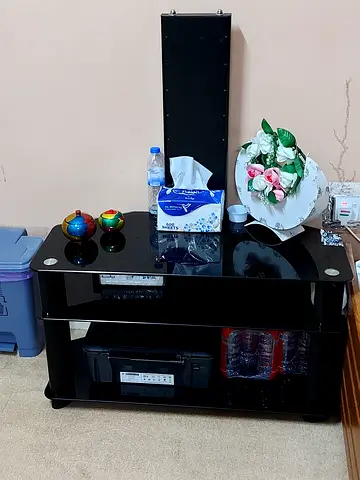 Black Glass TV Stand / Entertainment Unit - Compact