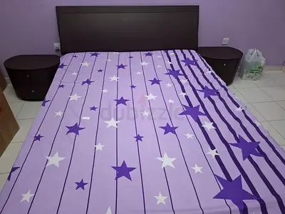 Queen size bed with headboard and two bedside tables + mattress - very good condition