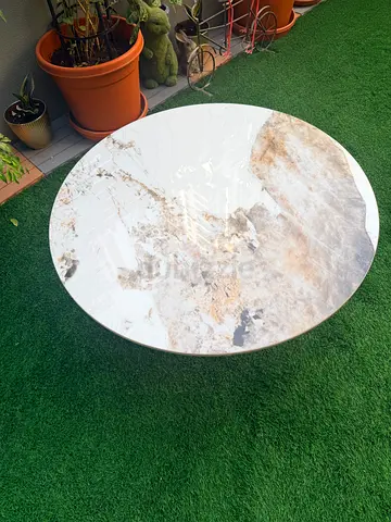 Round Marble-Top Coffee Table — Good Condition