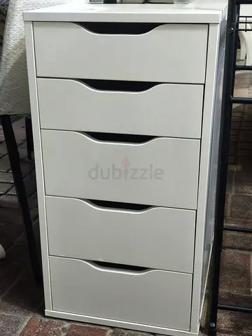 White 5-Drawer Tall Chest / Storage Cabinet - Good Condition