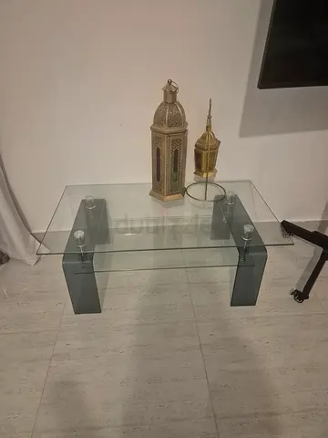 Glass Coffee Table with Metal Legs - Modern Clear Top