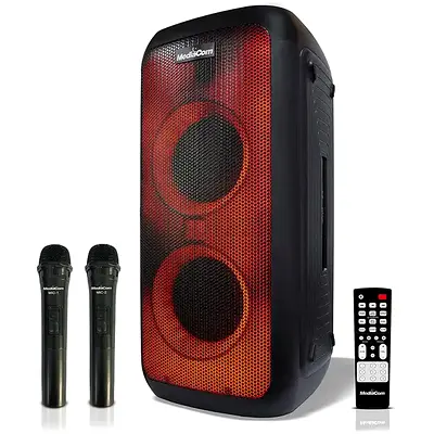 Mediacom MCI 727 Bluetooth Party Speaker | 2 Wireless Microphones | LED Lights | Karaoke