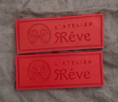 Set of 2 L'Atelier Rêve Silicone Labels / Tags - Red