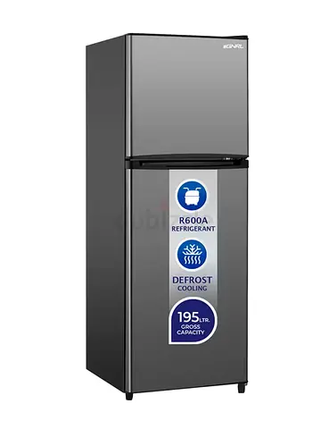 195L Double Door Refrigerator - Defrost Cooling, R600A (Grey)