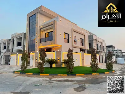 A brand new luxury villa for sale in Al Zahia, Ajman, featuring 6 master bedrooms and a swimming po