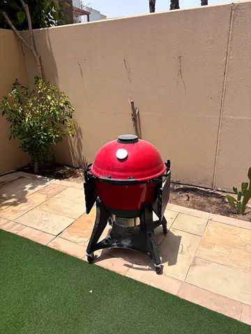 Red Kamado Charcoal Grill with Stand - Good Working Condition