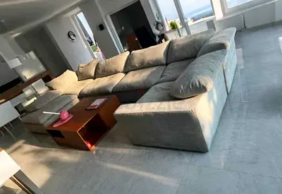 6 Piece pan Emirates Pianca corner feather filled sofa with ottoman