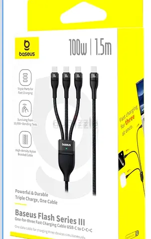 Baseus 100W 3-in-1 USB-C Lightning Micro-USB Cable 1.5m ⭐⭐⭐⭐⭐