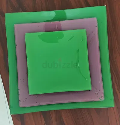 Set of 3 Square Glass Decorative Plates